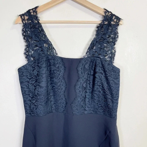 Tahari Lace Event Formal Sheath Navy Dress - Picture 4 of 12